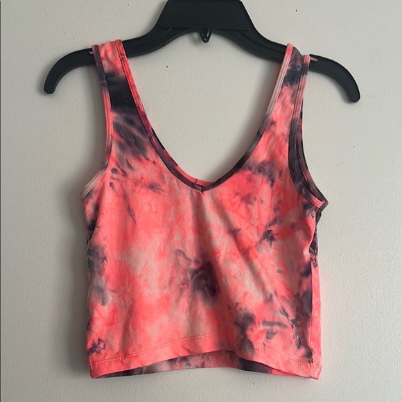 🩵 EUC Pink and Black Tie-Dye Cropped Tank Top - Picture 1 of 2